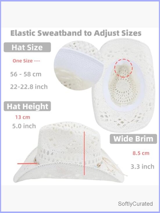 Unisex Straw Cowboy Hat with Shapeable Wide Brim - Sun Protection main image 6
